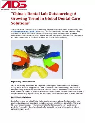 China's Dental Lab Outsourcing