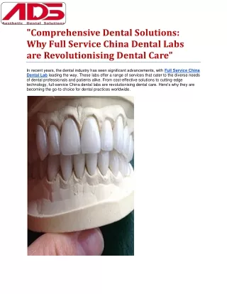 Full Service China Dental Labs