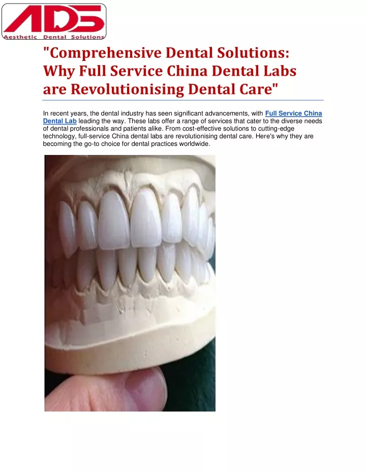 comprehensive dental solutions why full service