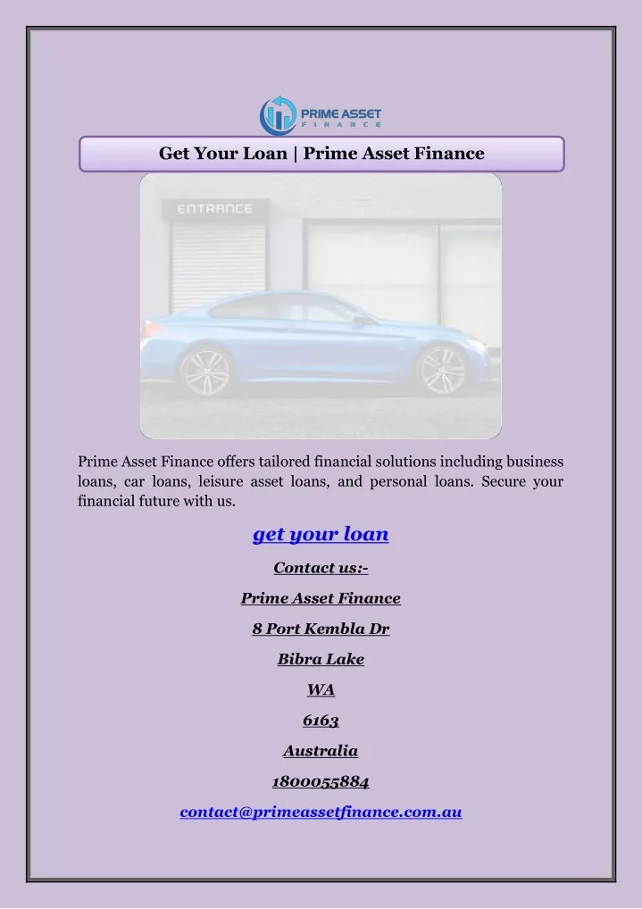 get your loan prime asset finance