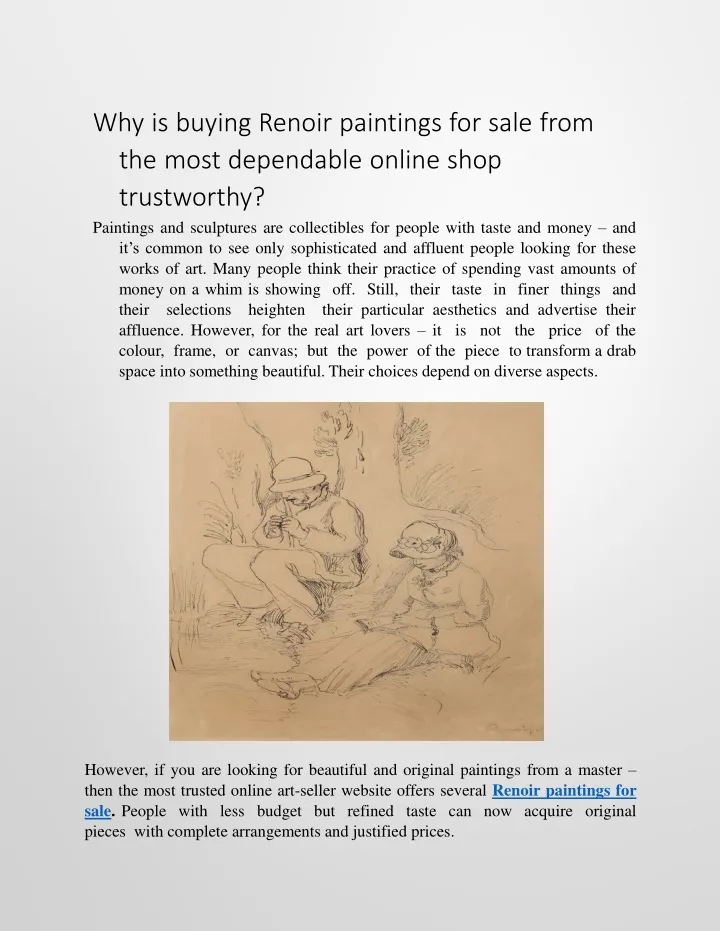 why is buying renoir paintings for sale from