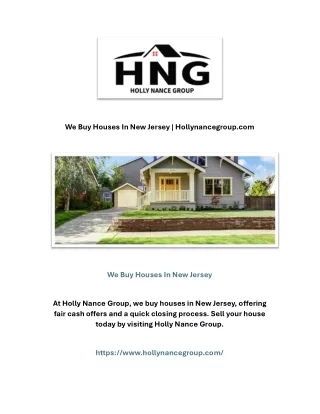 We Buy Houses In New Jersey | Hollynancegroup.com