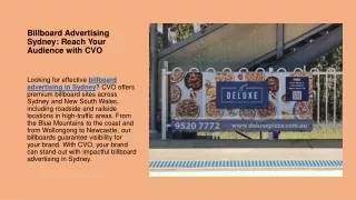 Billboard Advertising Sydney Reach Your Audience with CVO