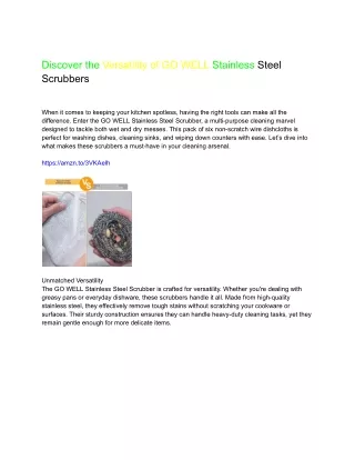 Discover the Versatility of GO WELL Stainless Steel Scrubbers