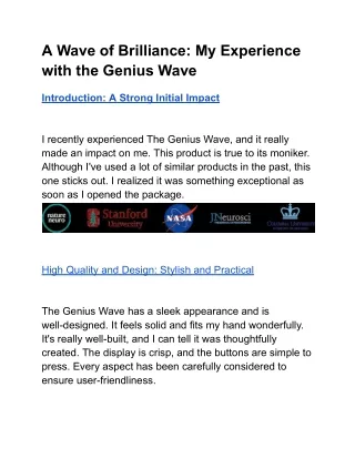 A Wave of Brilliance_ My Experience with the Genius Wave