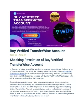 Buy Verified TransferWise Account – Secure Your Global Transactions