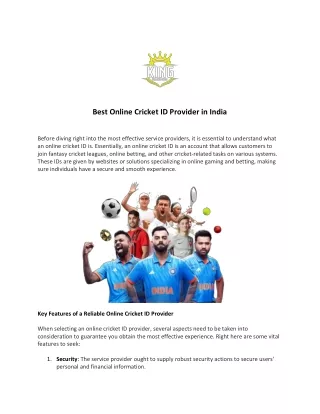 Online Cricket ID Provider