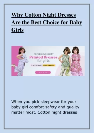 Why Cotton Night Dresses Are the Best Choice for Baby Girls