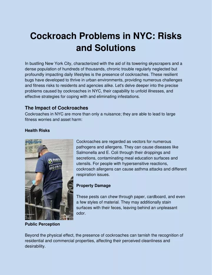 cockroach problems in nyc risks and solutions