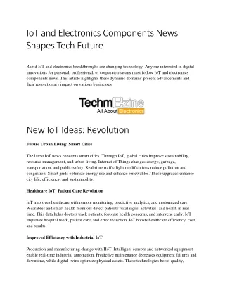 IoT and Electronics Components News Shapes Tech Future