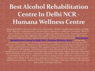 Best Alcohol Addiction Treatment Centre In Delhi NCR - Humana Wellness Centre