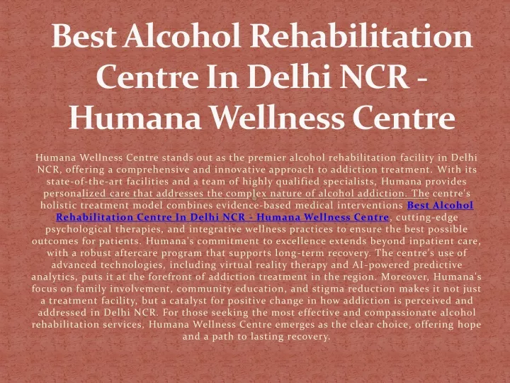 best alcohol rehabilitation centre in delhi ncr humana wellness centre