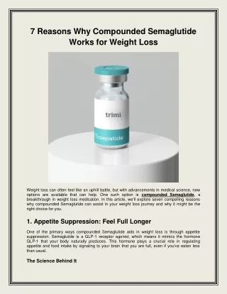 7 Reasons Why Compounded Semaglutide Works for Weight Loss (1)