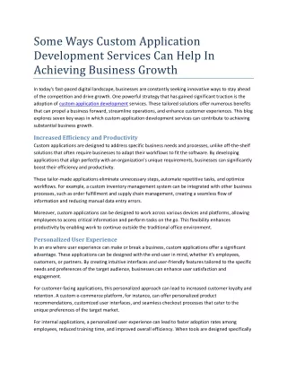 Some Ways Custom Application Development Services Can Help In Achieving Business Growth