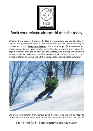 Book your private airport ski transfer today