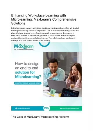 enhancing workplace learning with microlearning