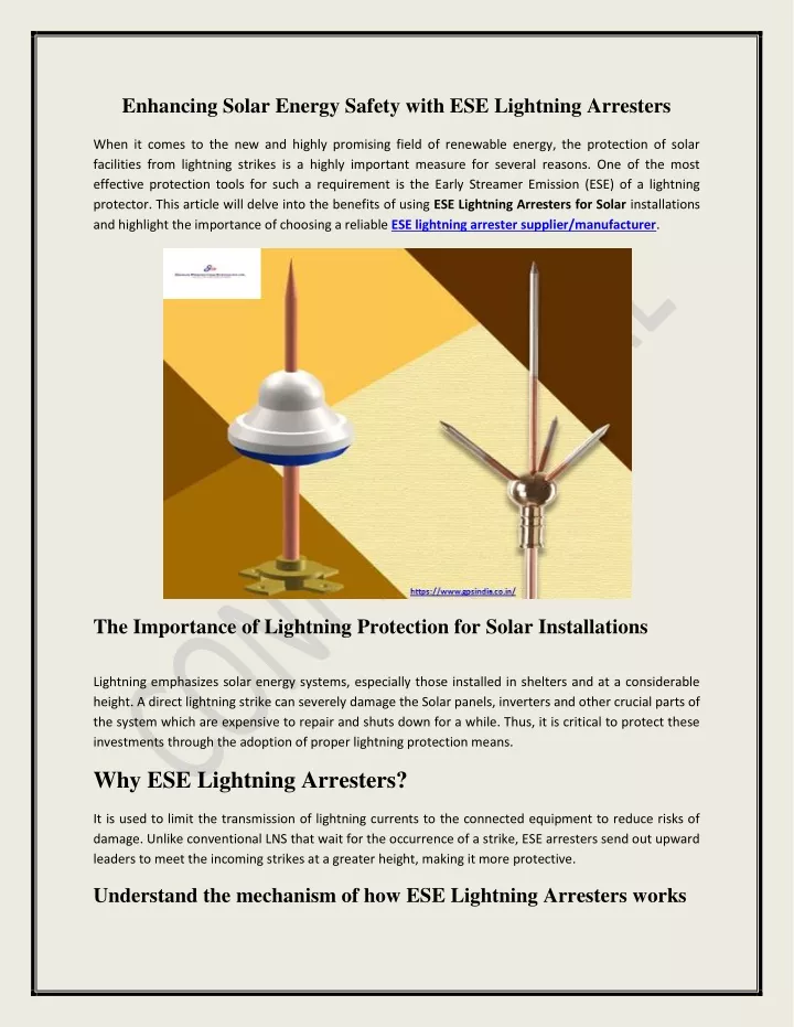 enhancing solar energy safety with ese lightning