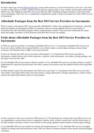 Affordable Packages from the Best SEO Service Providers in Sacramento