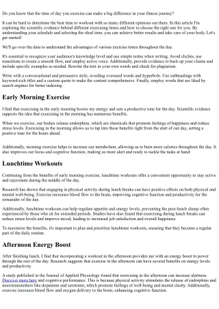 do you know that the time of day you exercise