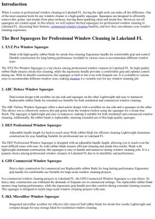 The Best Squeegees for Professional Window Cleaning in Lakeland FL