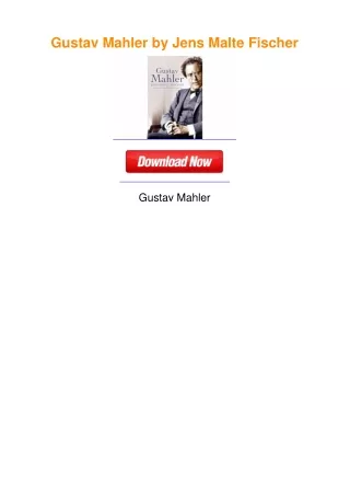 Gustav Mahler by Jens Malte Fischer