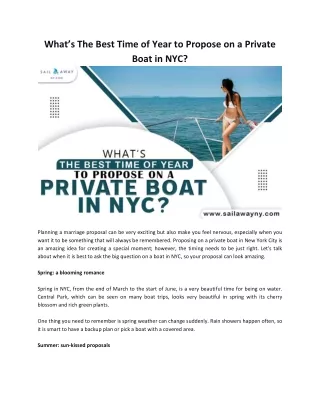 What’s The Best Time of Year to Propose on a Private Boat in NYC?