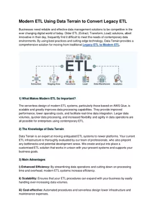 Modern ETL Using Data Terrain to Convert Legacy ETL