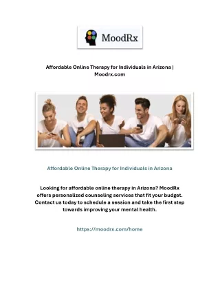 Affordable Online Therapy for Individuals in Arizona | Moodrx.com
