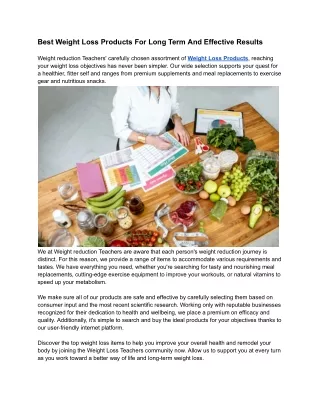 Best Weight Loss Products For Long Term And Effective Results