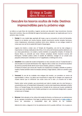 Descubre los tesoros ocultos de India - Destinos imprescindibles para tu próximo viaje