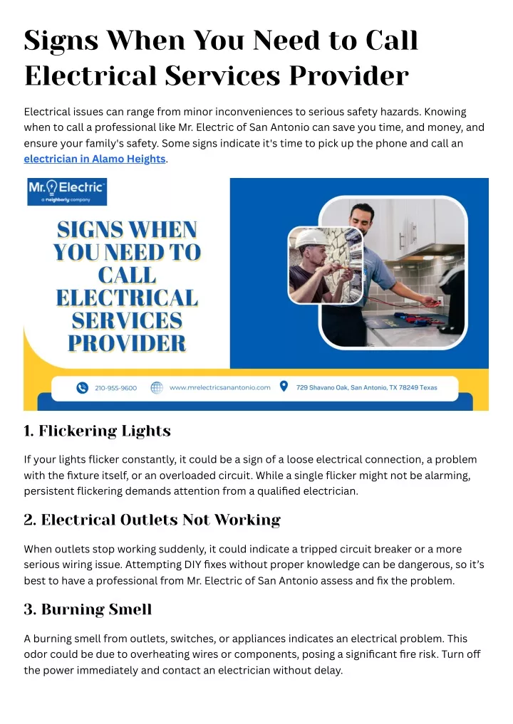 signs when you need to call electrical services