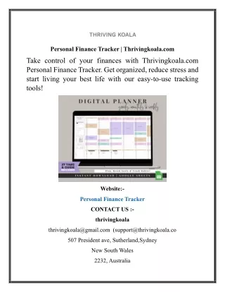 Personal Finance Tracker  Thrivingkoala.com