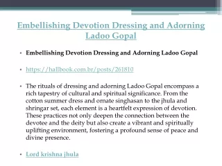 Embellishing Devotion Dressing and Adorning Ladoo Gopal