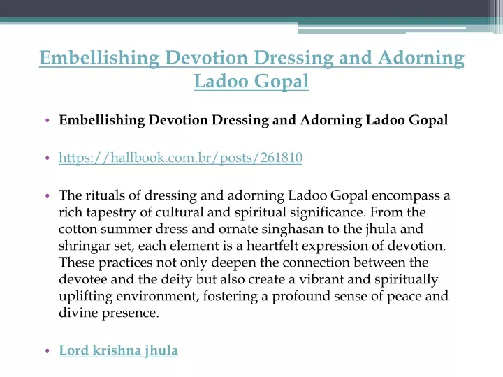 embellishing devotion dressing and adorning ladoo gopal