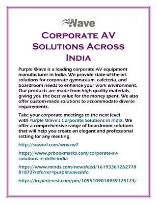 Corporate AV Solutions Across India