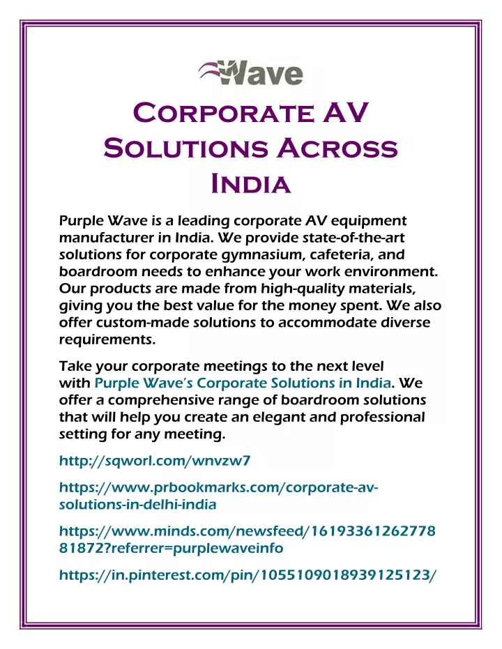 corporate av solutions across india