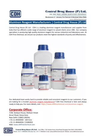 aluminon reagent manufacturers central drug house