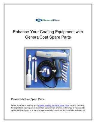 Enhance Your Coating Equipment with GeneralCoat Spare Parts - generalcoat