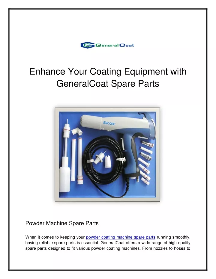 enhance your coating equipment with generalcoat