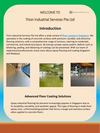 Advanced Epoxy Floor Coating Singapore - Trions Industrial