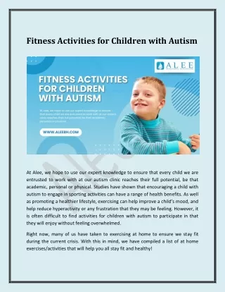 Fitness Activities for Children with Autism