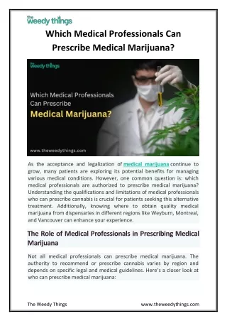 Which Medical Professionals Can Prescribe Medical Marijuana?