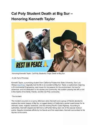 cal poly student death at big sur honoring