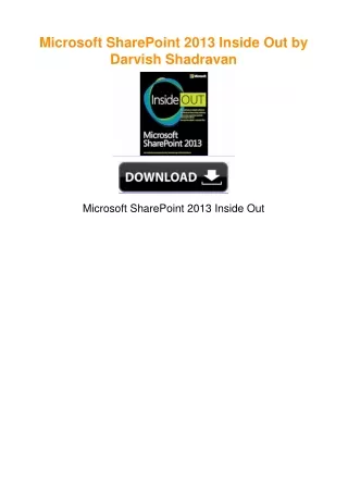 Microsoft SharePoint 2013 Inside Out by Darvish Shadravan