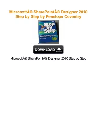MicrosoftÂ® SharePointÂ® Designer 2010 Step by Step by Penelope Coventry
