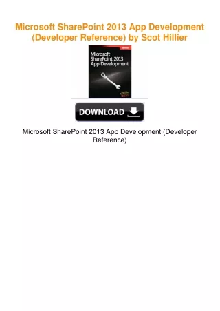 Microsoft SharePoint 2013 App Development (Developer Reference) by Scot