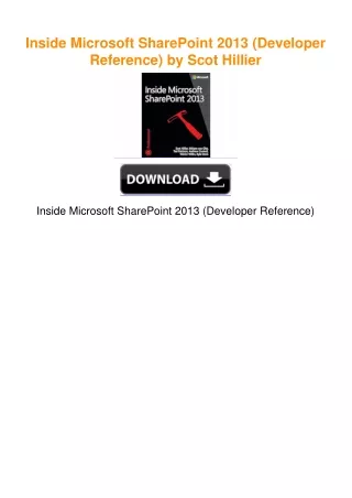 Inside Microsoft SharePoint 2013 (Developer Reference) by Scot Hillier