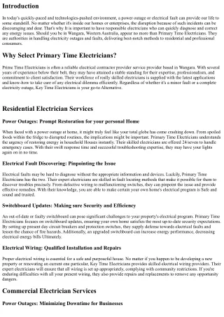 Ability Outages and Faults: How Key Time Electricians in Wangara May also help