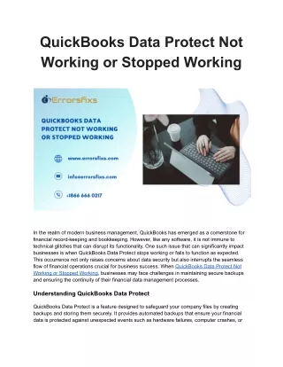quickbooks data protect not working or stopped