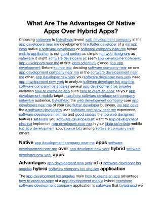 what are the advantages of native apps over